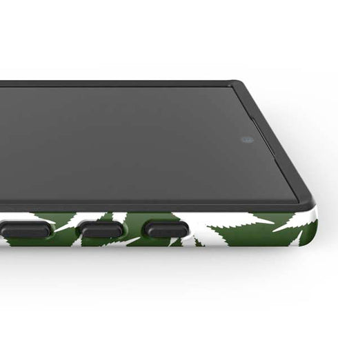 Marijuana Leaf White Pattern Galaxy S25 Ultra Impact Case